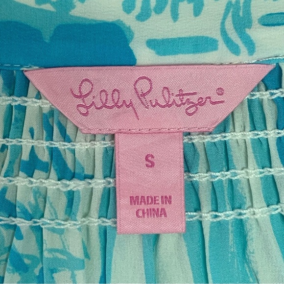 Lilly Pulitzer Women’s Blue White Silk La Via es Loca Elsa Blouse Size Small - Picture 11 of 14